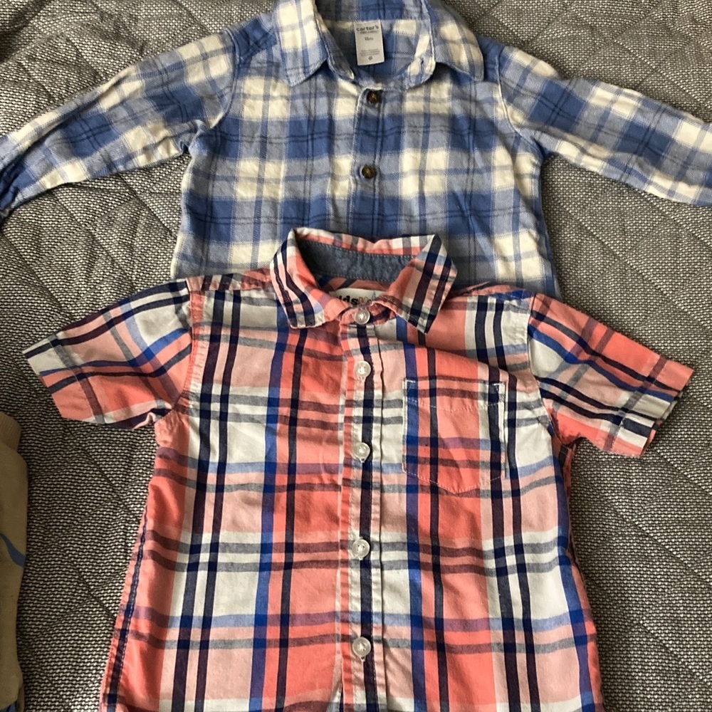 Carter's Blue and Pink Plaid Button Down Shirts (D). Bundle